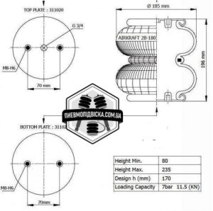 пневмоподушка 2б180 113053