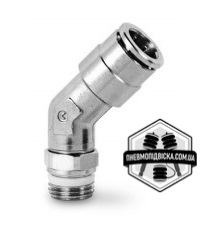 Фітинг цанговий кутовий із зовнішнім різьбленням CAMOZZI s6110 поворотний