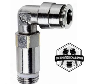 Штуцер цанговий кутовий із зовнішнім різьбленням CAMOZZI 6525 поворотний