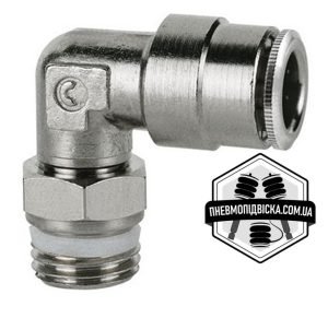 Фітинг цанговий кутовий із зовнішнім різьбленням CAMOZZI S6520 поворотний